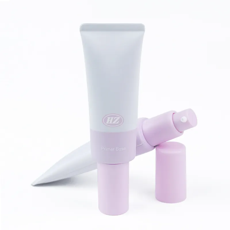 Tubo di plastica in alluminio composito per imballaggio vuoto per BB CC crema per lozione cosmetica tubo nuovo Design serigrafia bianco rosa