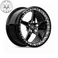 Jantes Beadlock forgées Viaol 1 pièce, 5 branches, à déport profond, noir brillant poli, 15-17 pouces, PCD personnalisé, adaptées aux Muscle Cars