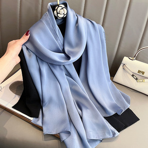 Zifeng OEM Nuova Sciarpa da Donna in Poliestere e <span class=keywords><strong>Seta</strong></span>, Colore Bianco Tinta Unita, <span class=keywords><strong>Foulard</strong></span> Semplice, Copricapo Blu, Scialli e Sciarpe da Donna - Product Image 4