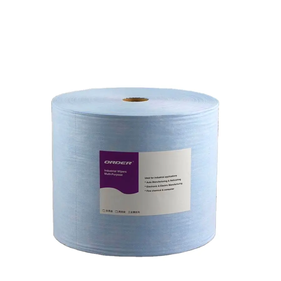 Rolle aus blauem Mikrofaser-Reinigungs tuch Cellulose Polypropylen ist perforierte Jumbo-Roll-Industrie tücher