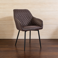 Chaise de salle à manger moderne en cuir avec structure en fer, chaise de cuisine rembourrée, siège de restaurant style ferme, mobilier de maison