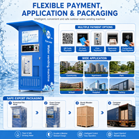 Kiosque de distribution d'eau potable en libre-service 400 GPD avec filtration RO et compartiment de remplissage de bouteilles sécurisé