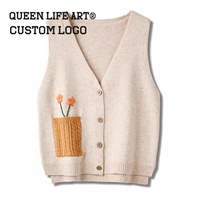 Chandails à motif de personnages boutonnés de style Preppy en polyester/coton de haute qualité pour femmes bordeaux personnalisés