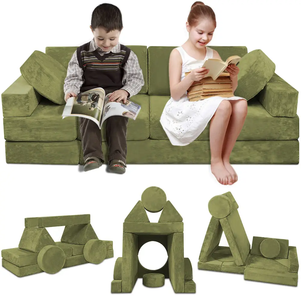 Individuelles Kinder Kindergarten Sofa Spielcouch modulares Mini-Schaumteilchen Kinder modernes Kindermöbel-Set Kinder Sofas 50 Stück