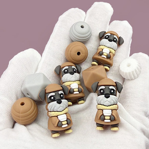 3D Cappuccino Dog <b>Silicone</b> <b>Beads</b> Mixed Shapes For Bracelet Making DIY Accessories - Product Image 1