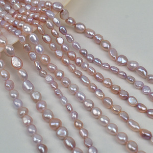 Perles de perles d'eau douce naturelles blanches de 3,5 à 4 mm, presque circulaires, perles en vrac, semi-finies, pour bracelet DIY, rose - Product Image 1