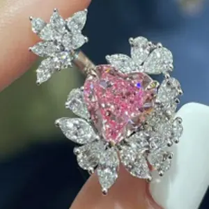 Diamant cultivé en laboratoire de 2.28 ct, taille cœur, fantaisie fantaisie rose clair, VS1,IGI SH, bague fantaisie rose clair, bague de fiançailles, classique