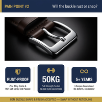 Ceinture robuste pour homme, personnalisable, à dégagement rapide avec boucle et passants supplémentaires pour un ajustement sûr, disponible en plusieurs tailles