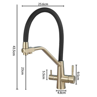 Design d'hôtels modernes Robinet de cuisine 3 en 1 OEM Noyau en laiton 360 Rotation Robinet en céramique à tirette Noir brossé 3 ans