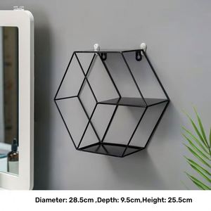 Nordic Style Iron Round/hexagonal Metal Rack <b>Wall</b> <b>Decoration</b> Rack Home Bedroom Living Room <b>Wall</b> Mounted <b>Decorative</b> Storage Rack - Product Image 6