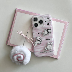 เคสโทรศัพท์ลายแมวน่ารัก 3 มิติ สีชมพู แบบสองชั้น สำหรับ iPhone 17 Pro Max 16 15 14 13 สำหรับผู้หญิง - Product Image 4