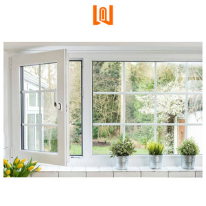 Fenêtres en PVC certifiées CE WANJIA, design quadrillé, pour villa, fenêtres à battants à <span class=keywords><strong>double</strong></span> <span class=keywords><strong>vitrage</strong></span>, isolation thermique standard, fenêtres en PVC - Product Image 3