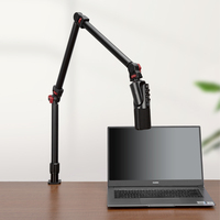 Support de microphone en alliage d'aluminium sans ressort Support de téléphone dissimulé pour câble pliant de bureau