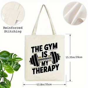 Sac fourre-tout en toile avec logo personnalisé « Le gym est ma thérapie », idéal pour un usage quotidien, le shopping, l'école et les voyages - Product Image 3