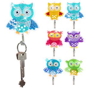 Owl Diamond Art Painting Kit Hanging Hook,Butterfly Diamond <strong>Dots</strong> Key Holder Kits,<strong>Mandala</strong> Acrylic Diamond Painting Wall Hooks Set - Product Image 2