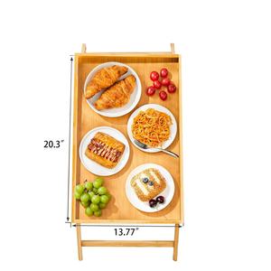 Table de lit en bambou avec pieds pliables, support pour téléphone et <span class=keywords><strong>tablette</strong></span>, plateau de petit-déjeuner, bureau pour ordinateur portable, plateau de service pour canapé, pour usage domestique - Product Image 3