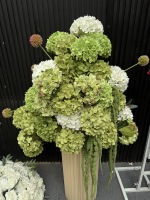 Guirlande de fleurs d'hortensia vert à couches complètes, guirlande de fleurs d'hortensia blanc pur de 1 m, fleurs de centre de table, guirlande florale d'allée, amarante