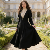 Robe gothique victorienne noire Lolita OP, élégante, rétro, costume de cosplay, robe de soirée formelle vintage pour femmes