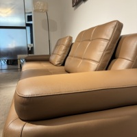 Canapé-lit en cuir véritable résistant à l'usure avec un design carré, structure intérieure solide, durable, conserve son éclat pendant des années