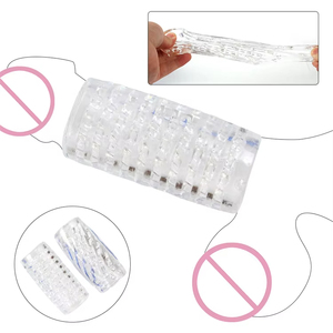 Copa de masturbador masculino reutilizable, funda para pene, <span class=keywords><strong>Vagina</strong></span> de cristal transparente, túnel texturizado, coño de bolsillo para hombres - Product Image 2