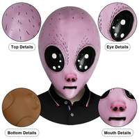 Masque en latex rose Alien, capuche d'horreur fantôme zombie, accessoires effrayants pour fête costumée d'Halloween, personnalisable