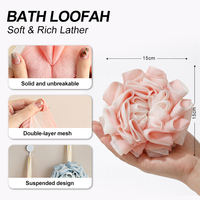 Sujie Soft Pink Tone, Bentuk Bunga Mawar yang Indah, Tekstur Lembut dengan Busa Melimpah, Aksesori Mandi Harian yang Stylish, Spons Mandi