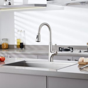 new multifunction <b>Brushed</b> Nickel Single Hole Pull Down 304 Stainless Steel Faucet Kitchen - Product Image 2