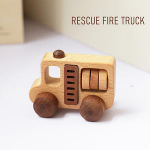 Legno massiccio senza vernice piccolo veicolo giocattolo può masticare ambulanza di soccorso auto della polizia camion dei pompieri ragazzo giocattolo regalo per i più piccoli - Product Image 2
