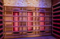 Sauna intérieur en bois à infrarouge lointain avec chauffage pour les pieds, en fibre de carbone et lumière rouge