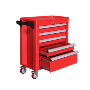 Tool Storage Cabinet Factory Supply 5 Drawers 4 Wheels Metal Tool Chest Roller Cabinet Tool Trolley