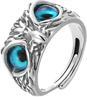 Anel personalizado anel demon olho coruja, mulheres meninas amantes retrô animal aberto anel ajustável