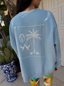 Sweat-shirt à col rond en coton brodé personnalisé en usine Sweat-shirt décontracté à manches longues avec épaules tombantes brodées par Tatami pour femmes - Product Image 4