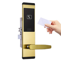 Cerradura Inteligente RFID Moderna y Duradera de Acero Inoxidable para Puerta de Madera, Sistema de Control de Acceso T57 con Almacenamiento en la Nube para Hoteles, Llave de Tarjeta Dorada