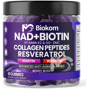 OEM NAD + resveratrolo berberina biotina Anti-invecchiamento gommoso per la pelle dei capelli unghie integratore articolare collagene peptidi K2 e D3 Gummies - Product Image 1
