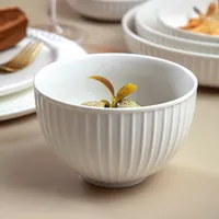 뜨거운 서양식 흰색 양각 그릇 북유럽 호텔 레스토랑 수프 음식 쌀 과일 수프 대형 세라믹 도자기 그릇
