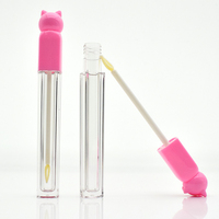 Benutzer definiertes Logo Einzigartige Mini Lip gloss Tubes Behälter Transparente Lippen Flüssige Flasche Cat Cover 3ml