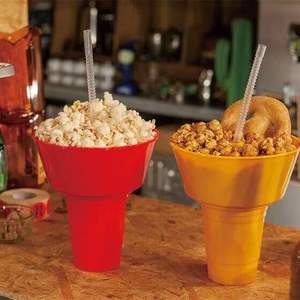 Plateau alimentaire en plastique rond, tasses et soucoupes 2 en 1, gobelet pour aliments et boissons avec paille, plateau pour nourriture, fabriqué au Vietnam - Product Image 5