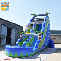 Toboggan aquatique gonflable avec fosse à balles et piscine à jets, PVC écologique, taille et couleur personnalisables, divertissement extérieur commercial