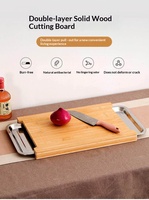 Planche à découper en bambou avec plateau coulissant, planche à découper double usage pour la cuisine à domicile, pour fruits, légumes, fromage