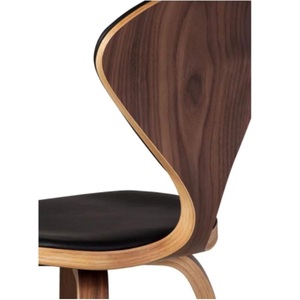 Rembourrage Tabouret en noyer contreplaqué de haute qualité Pub S Tine Tabouret de comptoir Chaise en cuir noir élégante avec dossier et repose-pieds - Product Image 2