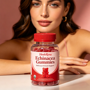 Bonbons gélifiés naturels à la <span class=keywords><strong>vitamine</strong></span> <span class=keywords><strong>C</strong></span>, au <span class=keywords><strong>zinc</strong></span> et à l'échinacée, marque privée OEM, pour le soutien immunitaire et la gestion de l'énergie, saveur orange, <span class=keywords><strong>extra</strong></span> fort, 60 unités - Product Image 1