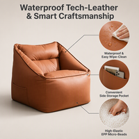 Fauteuil ergonomique en cuir technique OEM, pouf, canapé-lit, chaise longue imperméable et nettoyable avec billes EPP – Vente en gros
