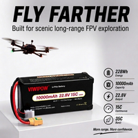 Baterai Lithium Polymer Daya Tinggi 15C 6S 22.8V 10000mAh untuk Drone Pertanian, Survei, Fotografi Udara, dan Drone FPV