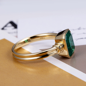 <span class=keywords><strong>Anello</strong></span> <span class=keywords><strong>di</strong></span> <span class=keywords><strong>fidanzamento</strong></span> Messi Jewelry MSR-770 in oro giallo 18 carati con smeraldo coltivato in laboratorio e montatura a castone - Product Image 6