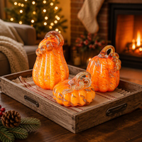 Ornement Citrouille en Verre Artisanal Style Murano pour Décoration de Table d'Halloween, de Thanksgiving et d'Automne, Cadeau de Fêtes