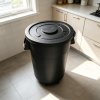 Contenedor de Basura Sanitario de Plástico de 180L, Antihuellas, Superficie Lisa, con Tapa, para Uso Diario en Vestíbulos de Hospitales y Baños