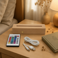 Base lumineuse LED en bois 16 couleurs, intensité réglable, commande tactile, support de lampe en acrylique intelligent pour chambre à coucher, éclairage nocturne DIY