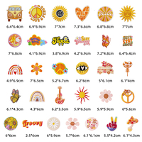 Petites quantités minimales de commande – Adorables patchs thermocollants brodés en forme de fleurs, style bohème, couleur orange, pour l'été, avec motifs Paix, Amour, arc-en-ciel, à faire soi-même pour chapeaux