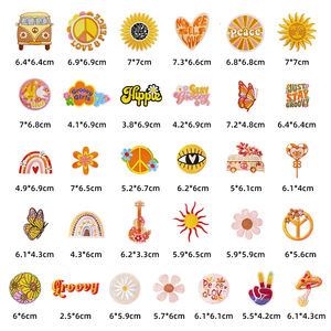 Petits patchs brodés à repasser, motif fleur, paix, amour, arc-en-ciel, style bohème, couleur orange, pour projets DIY, faible MOQ - Product Image 2