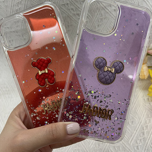 Sang Trọng Long Lanh Chất Lỏng Bling Rõ Ràng TPU PC Mickey Mouse Phụ Kiện Điện Thoại Trường Hợp Đối Với iPhone 15 Pro Max Cộng Với 14 Pro 13 12 - Product Image 5